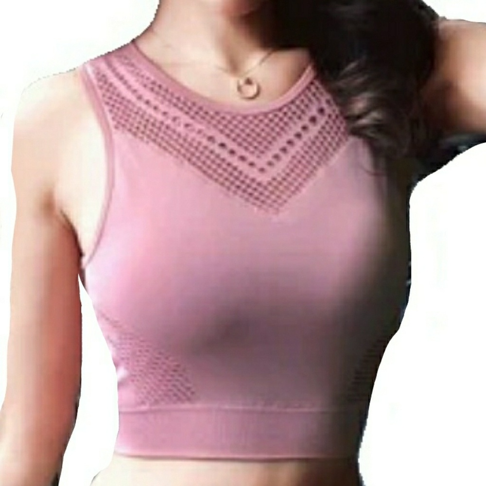 NEW - PINK STRETCH CUT OUT YOGA/WORKOUT BRA - Picture 2 of 8